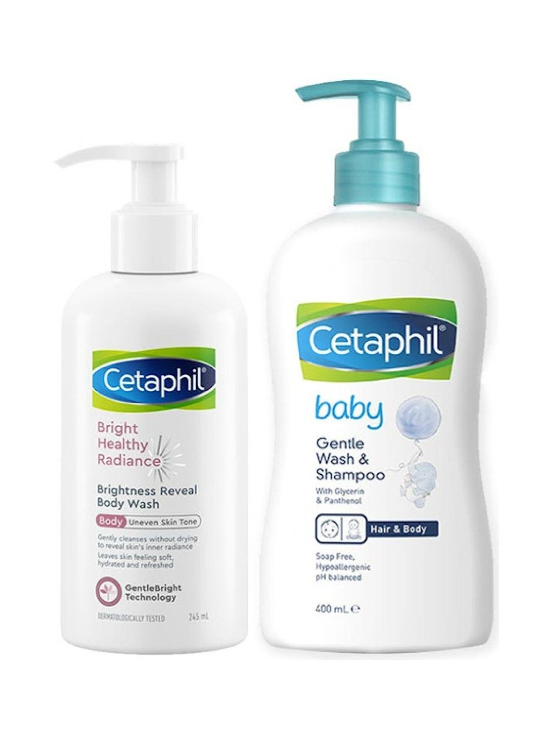 Cetaphil Brightness Reveal Body Wash (245ml) + Baby Gentle Wash